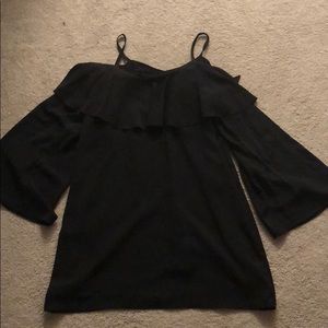 Black bell sleeve off the shoulder dress